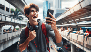 Promotional cover for Thai registration "สมัคร redbull69," featuring a young adult with a smartphone.