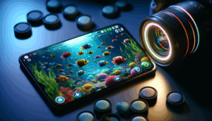 Cinematic cover for "redbull69 ยิงปลา" game, showing vibrant fish gameplay on a smartphone.