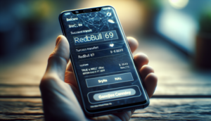 alt_text: Close-up of a smartphone showing a successful "True Wallet" transfer to "redbull69" in a sleek UI.