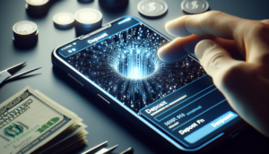 Photorealistic cover art for "redbull69 ฝากขั้นต่ำ เท่าไหร่?" featuring a smartphone deposit form.