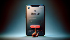 alt_text: มือถือแนวตั้งแสดงหน้าจอสมัคร redbull69 พร้อมปุ่ม CTA ที่ดูกระชับและน่าเชื่อถือ