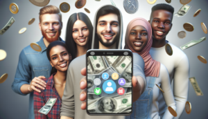 alt_text: ภาพปกโฆษณา Redbull69, มือถือโชว์แอป, กลุ่มเพื่อนยิ้ม, ธนบัตรและเหรียญลอย, สไตล์ทันสมัย