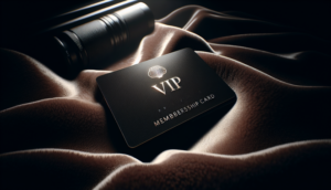 alt_text: A luxurious VIP membership card on velvet, illuminated by dramatic lighting, exuding exclusivity.