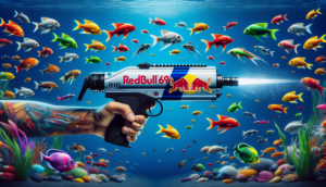 alt_text: Realistic cover for "Redbull69" fish shooter game, featuring colorful fish and arcade gun.